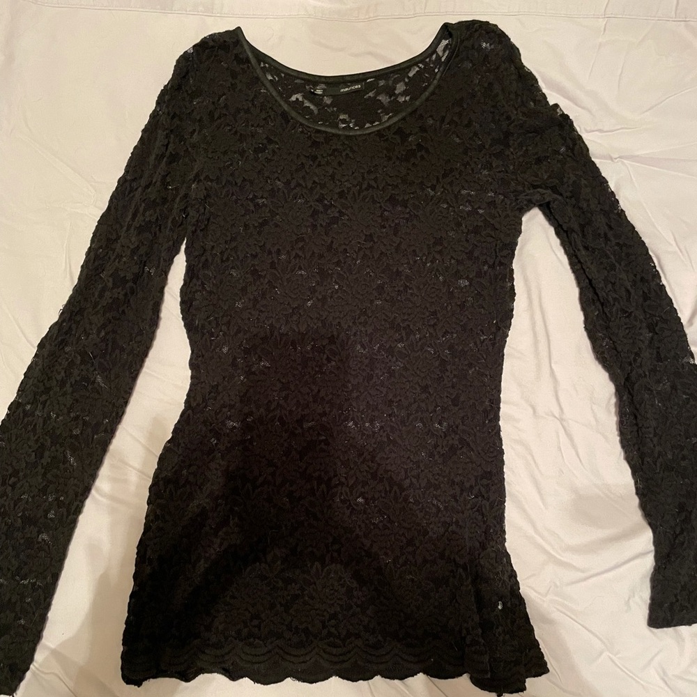 Black long sleeve lace blouse